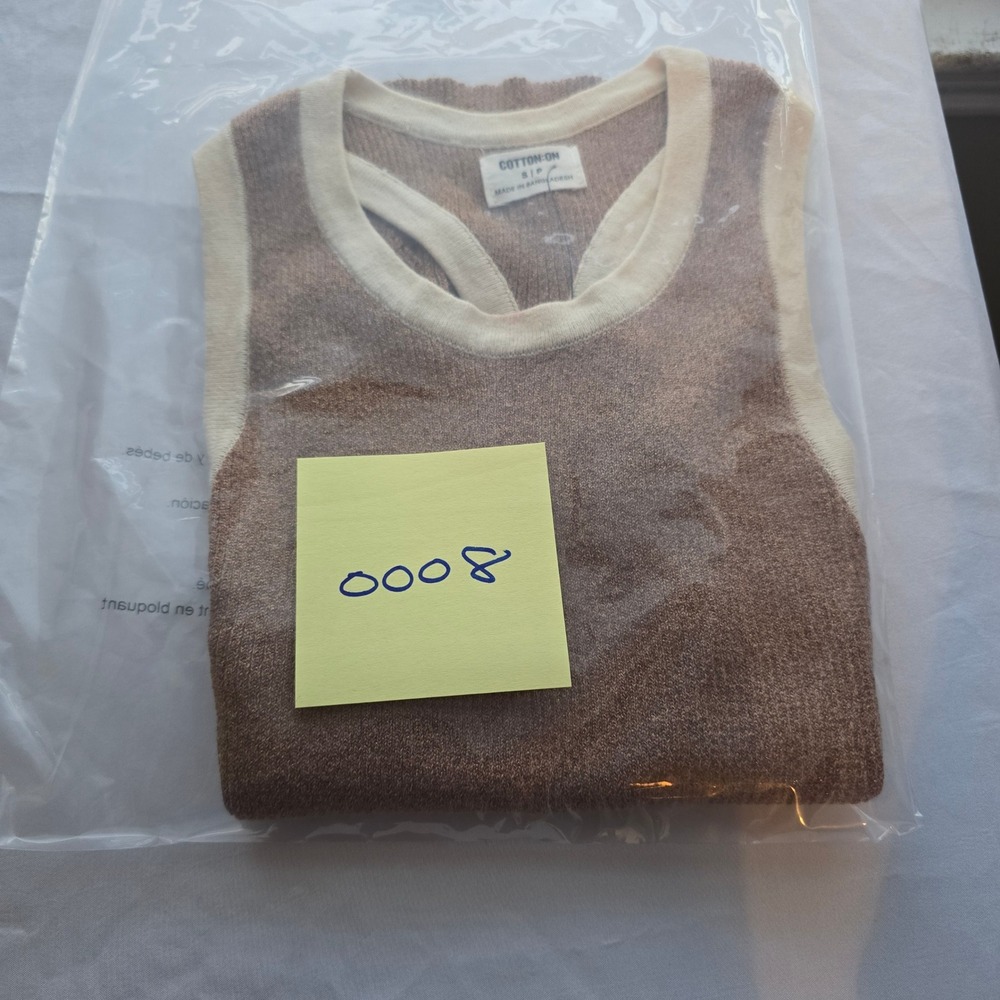 Cotton On Rib Cutaway Knit Tank Fawn Lurex Champagne Metallic Racerback Sm NWT - Picture 8 of 8